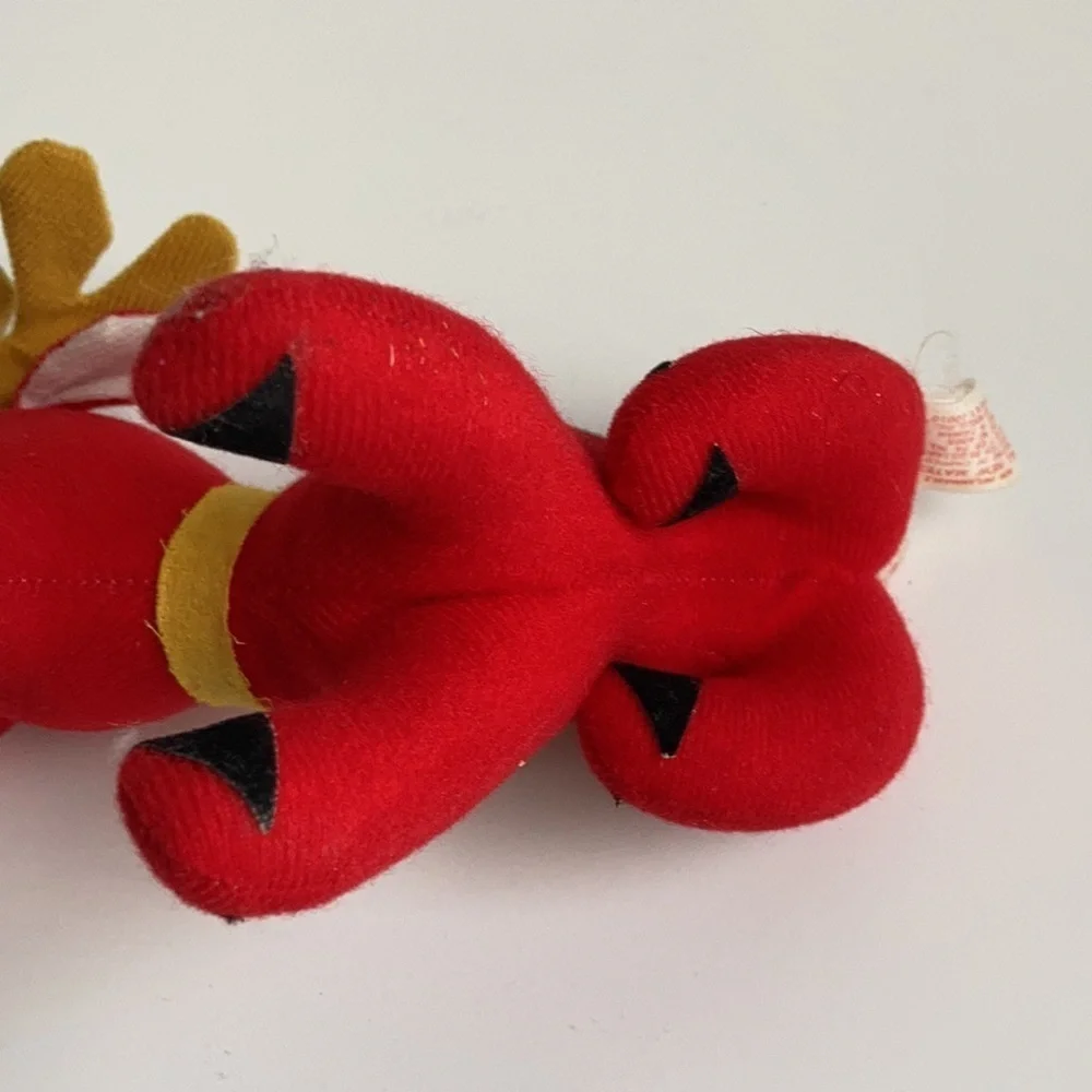 Vintage Fun World, Inc. Taiwan stuffed red reindeer white spots Christmas